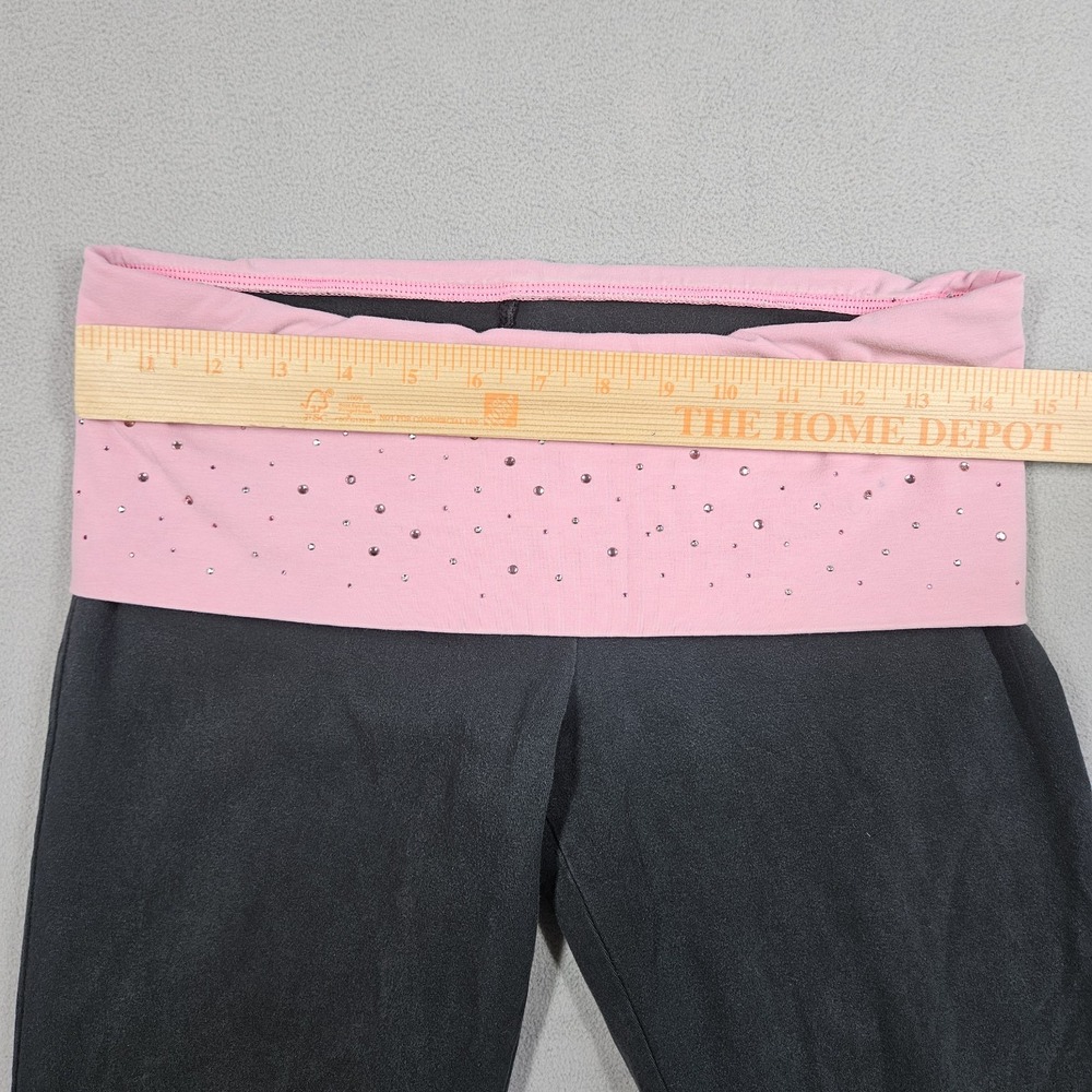 Y2K Victoria's Secret Pink Fold Over Yoga Pants Medium Bling Flare Sequin - Picture 14 of 16